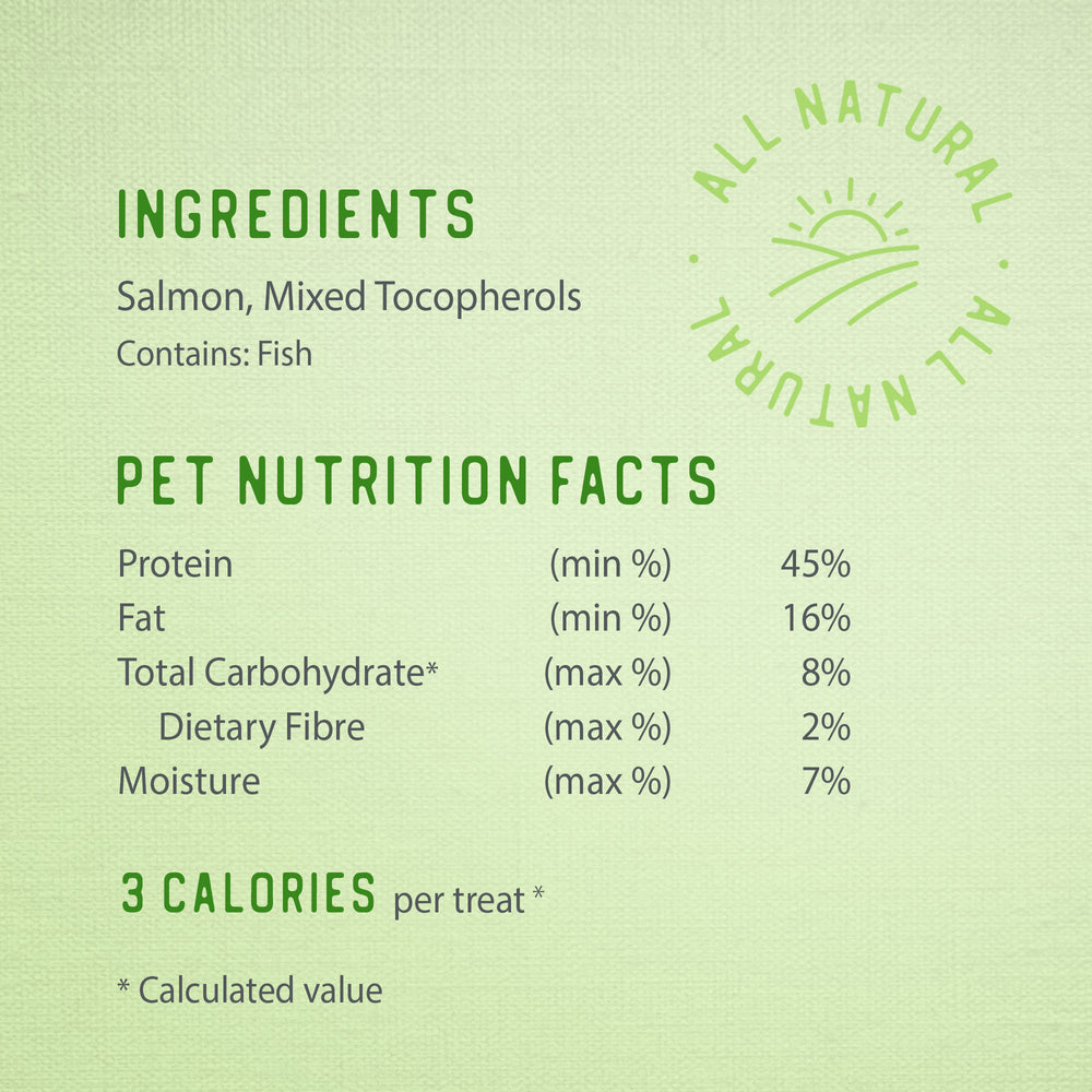 
                        
                          Freeze Dried Salmon Bites 90g
                        
                      