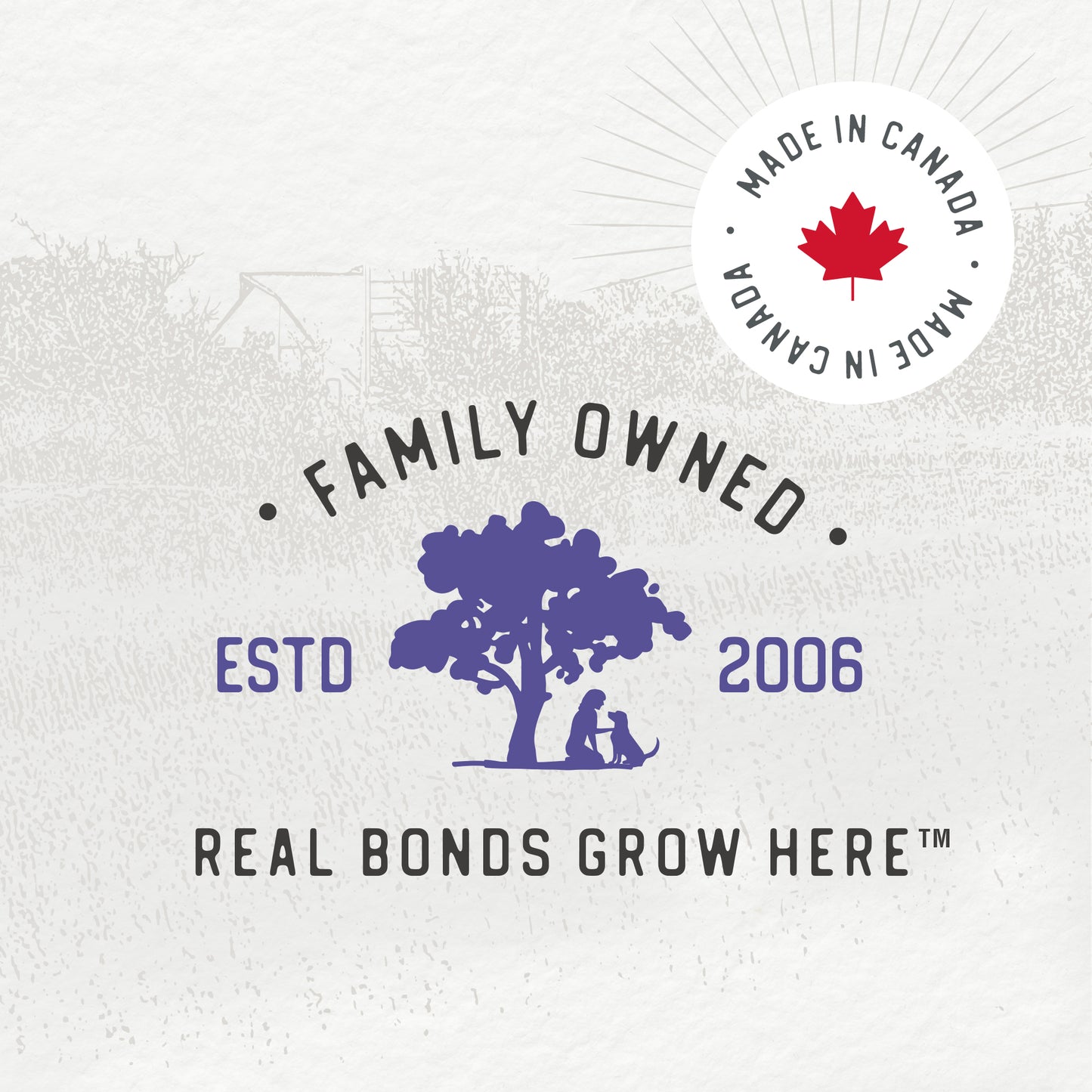 
                        
                          Family owned since 2006, Caledon Farms Canada offers the Super Value Pack Sweet Potato Chews 1140g—natural dog chews for happy, healthy pups. Made in Canada with pride; illustrated with a tree, person, and dog beneath a red maple leaf badge.
                        
                      